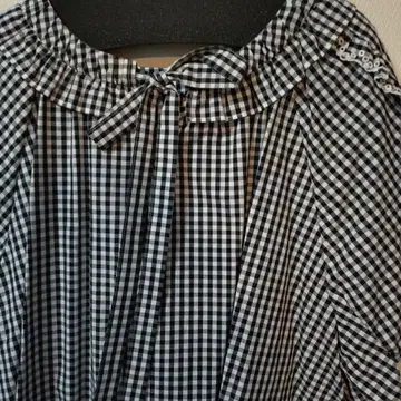 로즈 티아라 백 리본 깅엄 체크 튜닉 새상품 50 사이즈 파격