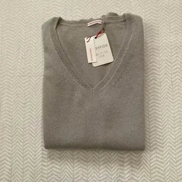DRESSTERIOR V넥 니트 캐시미어 100% 라이트 그레이