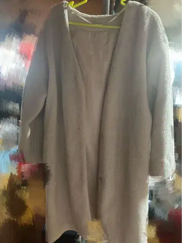 베이지 플리스 롱 코트