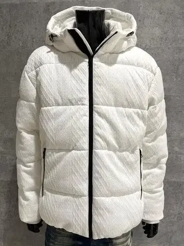 LIBERTE 자카드 페이크 다운 블루종 화이트 L 빅 실루엣