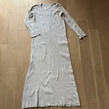 Mila Owen 미라 오웬/리브 니트 롱 원피스/아이보리