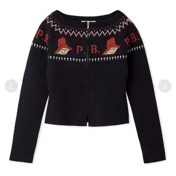 새상품 셀포드 패딩턴 더블 자카드 지퍼 가디건