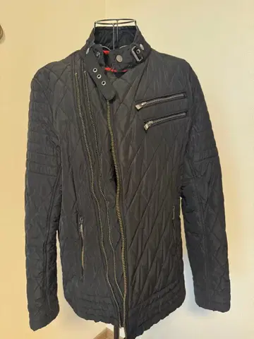 바이커 스타일 퀼팅 자켓 블랙