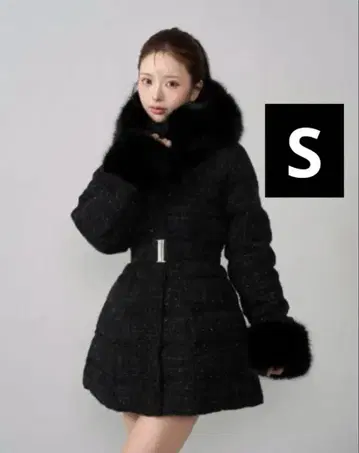 다리치 레이디 미디 트위드 다운 코트 2025 블랙 S 사이즈