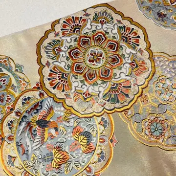 122911 화려한 꽃무늬와 새 자수 후쿠로 오비