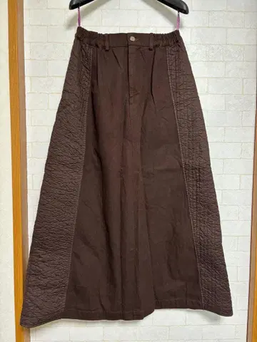 요건 레일 브라운 롱 스커트 허리밴딩