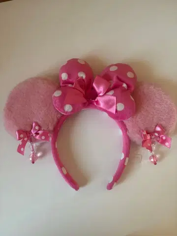 디즈니 미니 핑크 도트 리본 머리띠