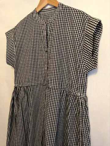 체크 무늬 반팔 셔츠 원피스