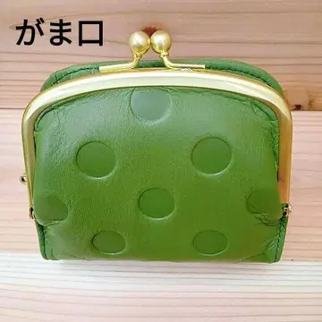 미사용 쥬케로 여성용 여성 컴팩트 가마구치 그린 단지갑