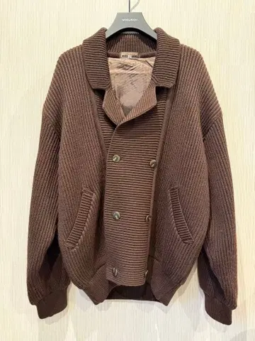 니트 아우터 브라운 더블 버튼