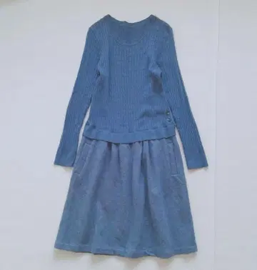 블루 니트 원피스 절개