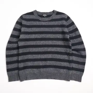 A.P.C. 이스트 바이 웨스트 보더 니트 스웨터 y2k 그레이