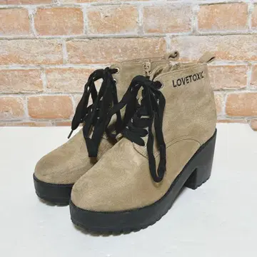 [ LOVETOXIC ] 숏부츠 사이드 지퍼 스웨이드 (M) 베이지 계열