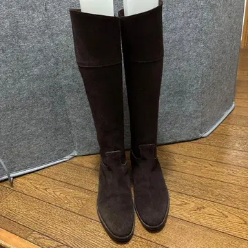 다크 브라운 스웨이드 롱 부츠 GINZA DIANA