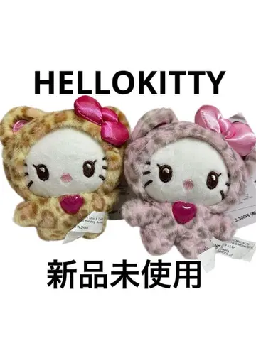 헬로키티 갸루키티 레오파드 무늬 봉제 인형 키링 마스코트 새상품