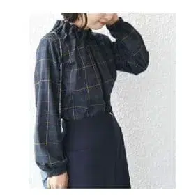 SHIPS 네이비 계열 체크 무늬 긴팔 셔츠