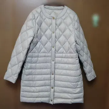 라이트 그레이 퀼팅 다운 롱 코트, 여성용 L