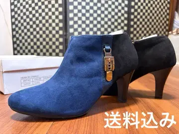 네이비와 블랙 부티 스웨이드풍 LL 사이즈 힐 8cm