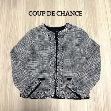 COUP DE CHANCE 노카라 자켓 아우터 트위드