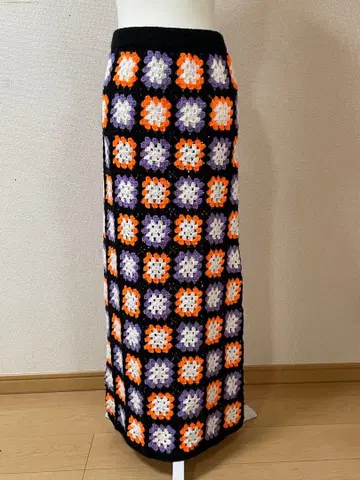 할머니 네모 니트 롱 스커트