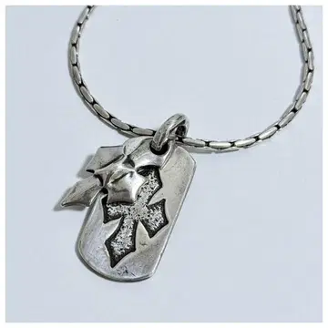 BWL 빌월 가죽 크로스 도그 택 목걸이