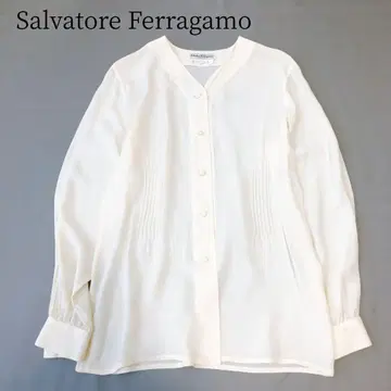 살바토레 페라가모 블라우스 셔츠 실크 100 이탈리아제 화이트