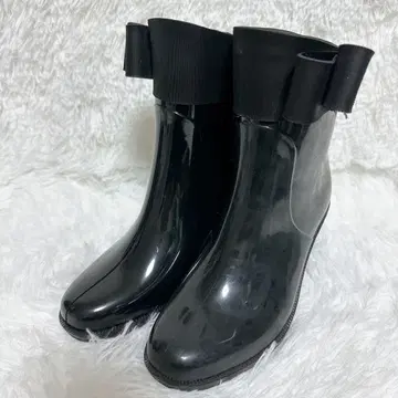 tocca 레인부츠 리본 블랙 L 숏 장화 토카