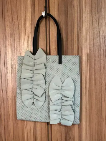 리본 포함 토트백 세트 그레이