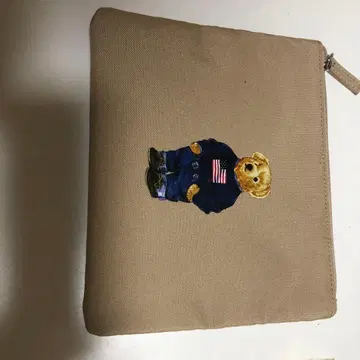 곰 자수 베이지 토트백