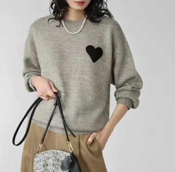 ELFRANK 엘프랭크 하트 자수 니트 풀오버 여성용