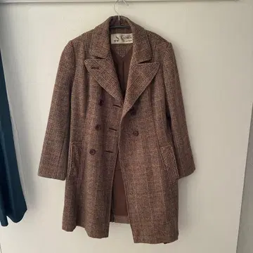 Sanyu Coat 브라운 트위드 롱 코트