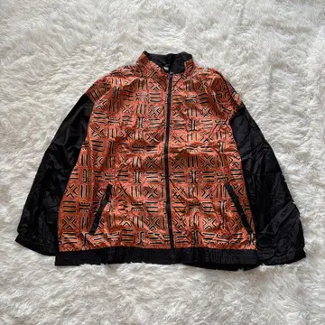 [ 나일론 자켓 ] XL 빅 사이즈 집업 하이넥 오렌지 블랙 구제 의류