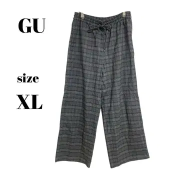 [ 지유 ] 체크 와이드 팬츠 깔끔한 캐주얼 가을/겨울 성인 루즈핏