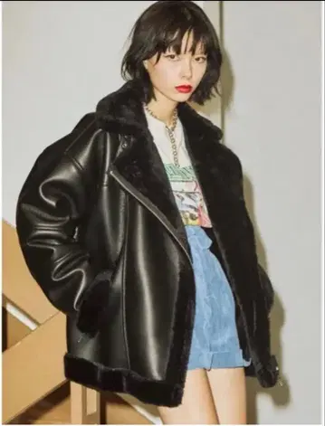 jouetie 에코 무스탕 라이더 자켓 가죽 M 사이즈