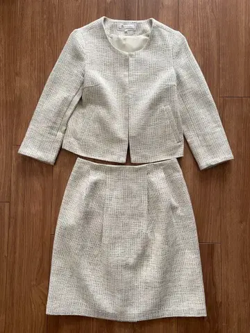 로페피크닉 트위드 노카라 셋업 세레모니 수트 M