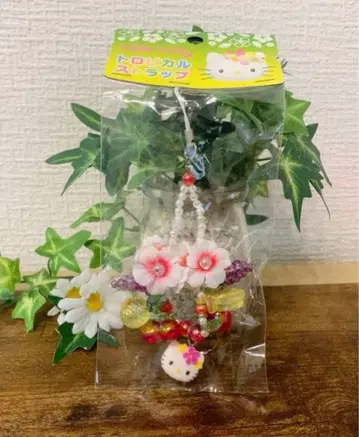 [초레어] 헬로키티 트로피컬 스트랩 2001 핑크 꽃 구하기 어려움