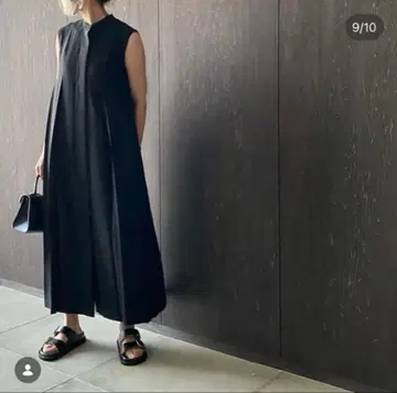 [미사용 새상품] LOHEN 로헨 와이드 플리츠 2way 원피스 블랙