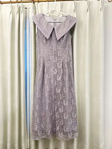 연보라색 레이스 슬리브리스 롱 원피스