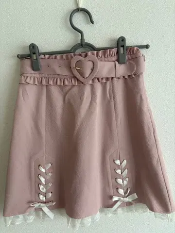 사다리꼴 스커트 핑크 하트 버클 Secrethoney