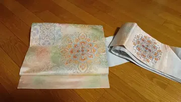 [ 보상화 무늬 나고야 오비 ] 금박 흩뿌림