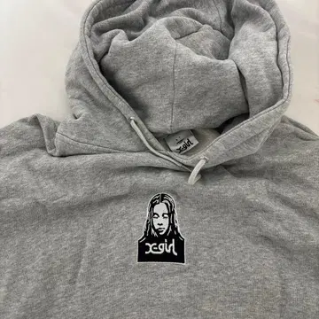 x-girl 그레이 후드티 후드 부착
