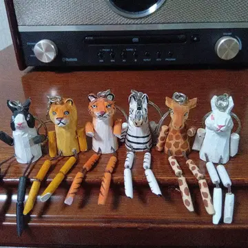 우드 애니멀 키링 6개