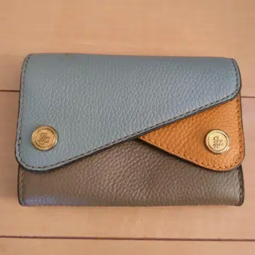 SAZABY 가죽 접이식 지갑 그레이 오렌지