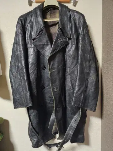 유로 빈티지 가죽 카 코트