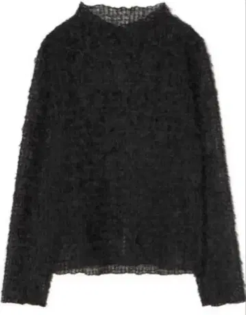 ANAYI 블랙 니트 페더 블라우스 니트 상의