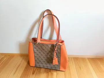 GUESS 로고 토트백 오렌지