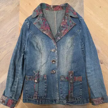 빈티지 데님 자켓 플라워 자수 포함 M 사이즈 y60