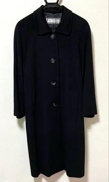 새상품급 VIA NUOVA 캐시미어 100% 블랙 9호 롱 코트