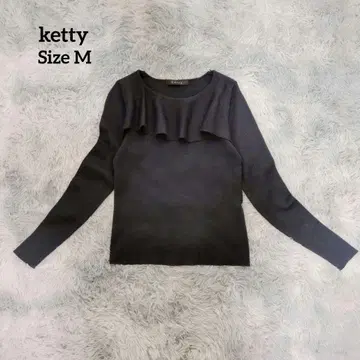 케티 케티 가슴 프릴 리브 니트 상의 네이비 M