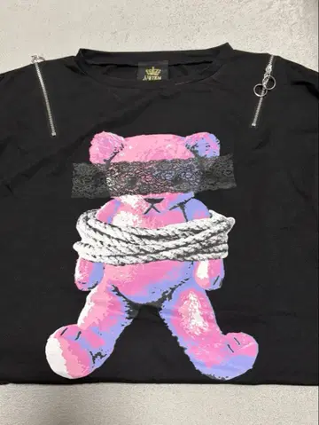 listen flavor 곰 지퍼 반팔 셔츠